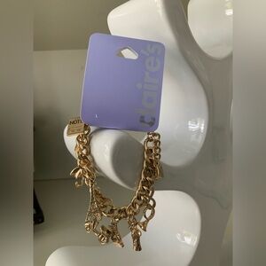 CLAIRES Gold Charm Bracelet Assorted Charms BRAND NEW